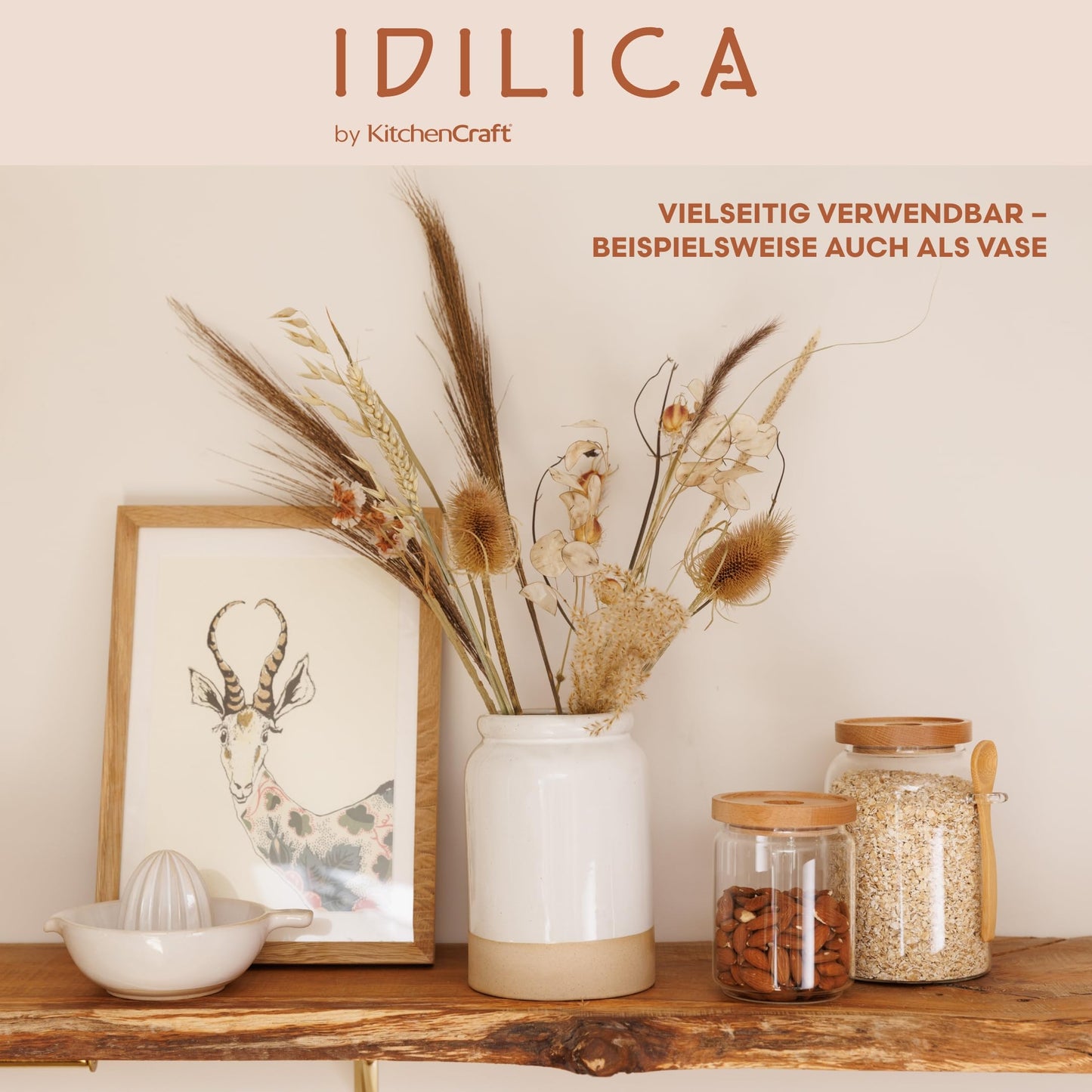 KitchenCraft Idilica Silikonwerkzeug-Set, 5teiliges Kochutensilien-Set mit FSC-Buchenholzgriffen, mehrfarbige Küchenwerkzeuge